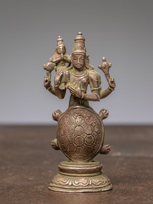 Lot 373 - A SILVER FIGURE OF KURMA THE TORTOISE INCARNATION OF VISHNU, INDIA, 18TH CENTURY