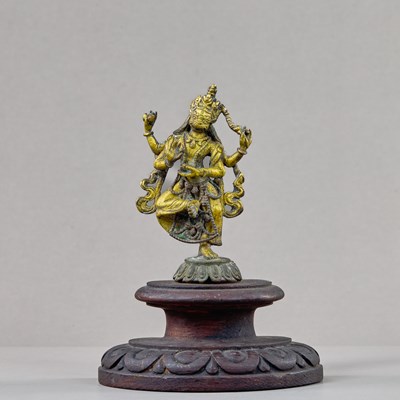 Lot 179 - A STANDING GILT BRONZE DAKINI WITH SILVER WORK, TIBET, 18TH CENTURY