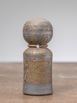 Lot 275 - AN IRON AND GOLD SEAL, TIBET, 19TH CENTURY