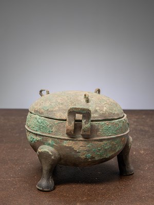 Lot 87 - (R) A TYPE DING SACRED BRONZE VESSEL, HAN DYNASTY, CHINA, 206 BC–AD 220