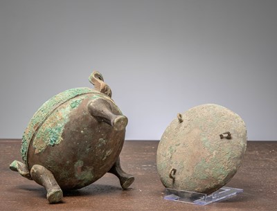 Lot 87 - (R) A TYPE DING SACRED BRONZE VESSEL, HAN DYNASTY, CHINA, 206 BC–AD 220