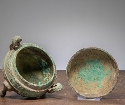 Lot 87 - (R) A TYPE DING SACRED BRONZE VESSEL, HAN DYNASTY, CHINA, 206 BC–AD 220