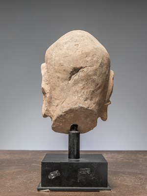 Lot 50 - (R) A LOHAN HEAD, SANDSTONE ,CHINA MING DYNASTY, 16TH CENTURY