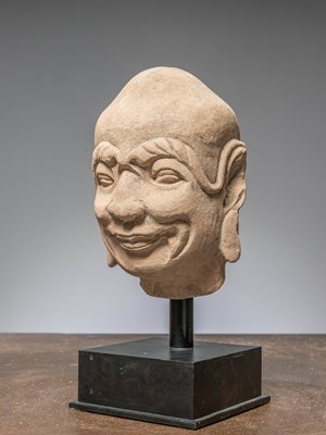 Lot 50 - (R) A LOHAN HEAD, SANDSTONE ,CHINA MING DYNASTY, 16TH CENTURY