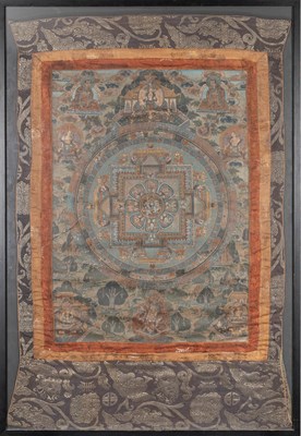 Lot 173 - (R) A FRAMED THANGKA, TIBET OR NEPAL, 19TH CENTURY, WITH PIGMENTS ON CLOTH