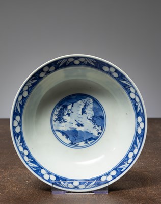 Lot 73 - (R) A DEEP BOWL WITHSCENE OF TAOIST GODS, CHINA, 18TH CENTURY