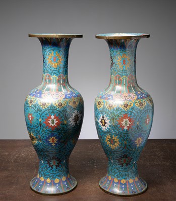 Lot 61 - (R) A PAIR LARGE CLOISSONNE VASES, CHINA 18TH CENTURY