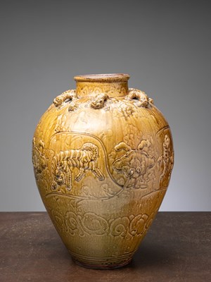 Lot 432 - (R) A LARGE MARTABABN STORAGE VASE, SOUTH CHINA, 15TH TO 16TH CENTURY