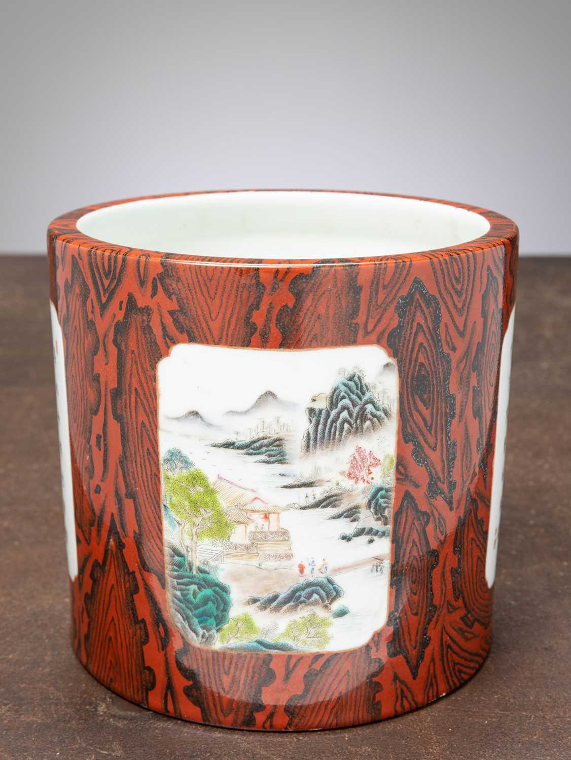 Lot 63 - (R A CHINESE FAMILLE ROSE BRUSH POT, BITONG WITH QIANLONG MARK (1736 - 1795) QING DYNASTY