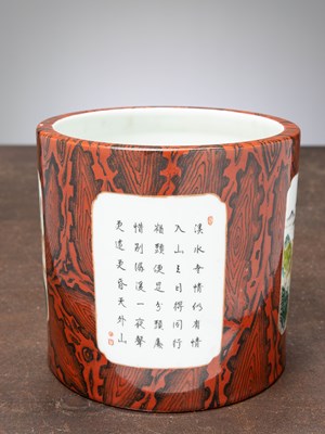 Lot 63 - (R A CHINESE FAMILLE ROSE BRUSH POT, BITONG WITH QIANLONG MARK (1736 - 1795) QING DYNASTY