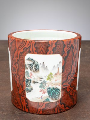 Lot 63 - (R A CHINESE FAMILLE ROSE BRUSH POT, BITONG WITH QIANLONG MARK (1736 - 1795) QING DYNASTY