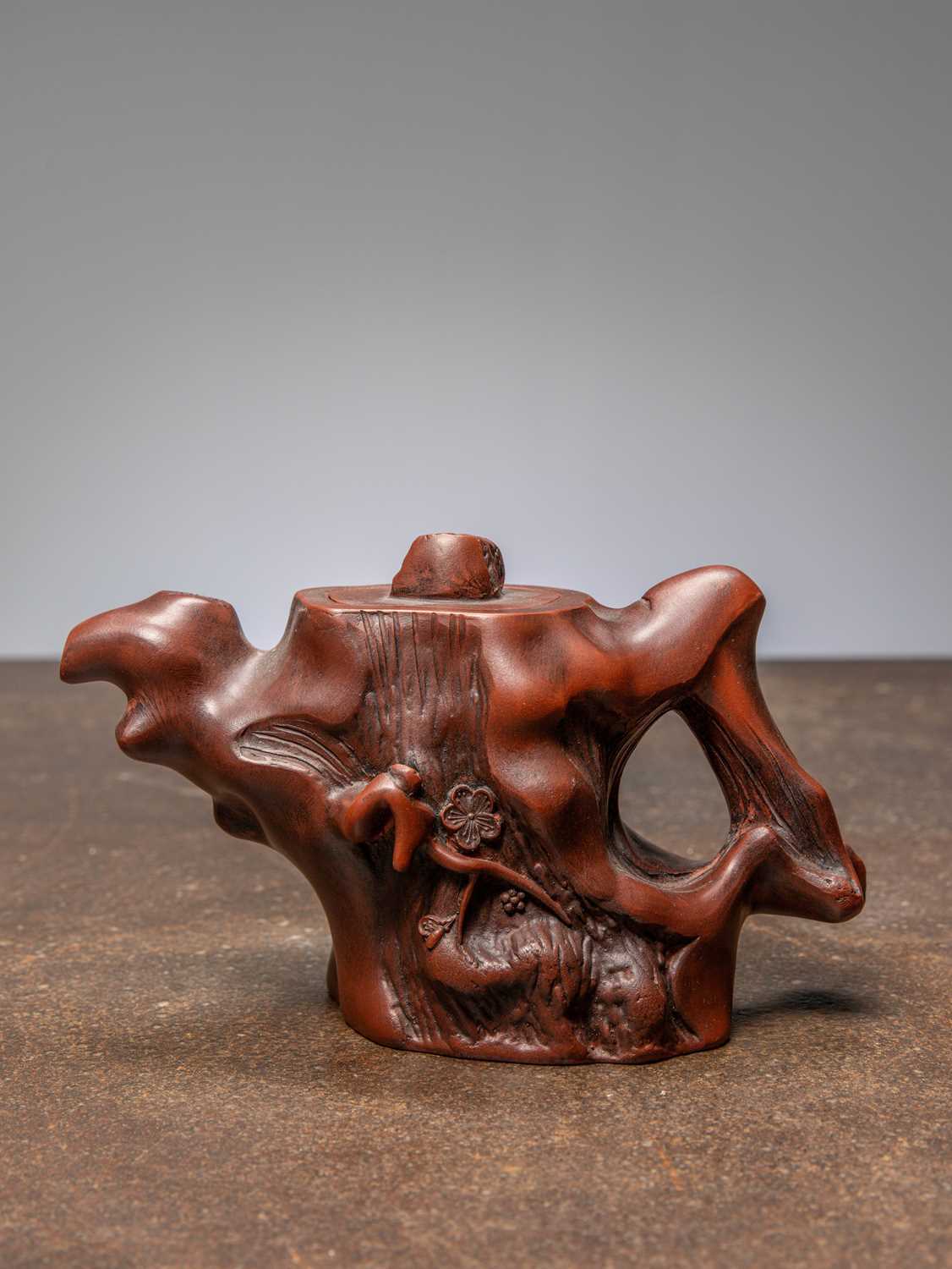 Lot 70 - (R) YIXING TEA POT, SHAPE OF A ROOT, LATE QING DYNASTY, CHINA 1900