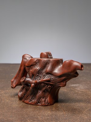 Lot 70 - (R) YIXING TEA POT, SHAPE OF A ROOT, LATE QING DYNASTY, CHINA 1900