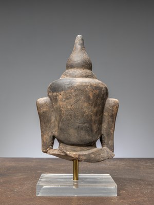 Lot 44 - (R) A HEAD OF A BUDDHA, RED SANDSTONE, BIRMA MANDALAY 1850
