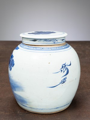 Lot 65 - (R) A BLUE AND WHITE PORCELAIN GINGER JAR, CHINA, QING DYNASTY, 18TH CENTURY