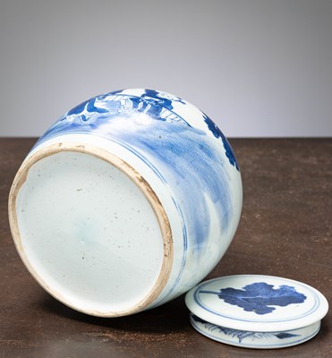Lot 65 - (R) A BLUE AND WHITE PORCELAIN GINGER JAR, CHINA, QING DYNASTY, 18TH CENTURY