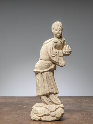 Lot 285 - (R) A CHINESE ADORANT, LIMESTONE, SUNG DYNASTY, 12TH TO 13TH CENTURY
