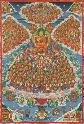 Lot 401 - (R) A THANGKA DEPICTING A BUDDHA, TIBET, 19TH CENTURY