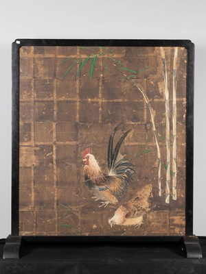 Lot 277 - (R) JAPANESE TABLE SCREEN (TSUITATE), PAINTING ON PAPER WITH GOLD LEAF, EDO PERIOD
