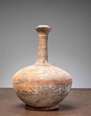 Lot 22 - (R) A CHINESE POTTERY TOMB VASE, PAINTED EARTHENWARE, HAN DYNASTY (206 BC–220 AD)
