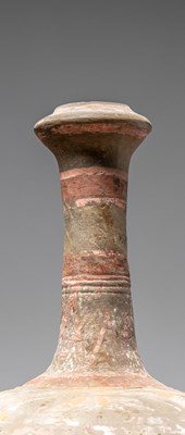 Lot 22 - (R) A CHINESE POTTERY TOMB VASE, PAINTED EARTHENWARE, HAN DYNASTY (206 BC–220 AD)