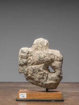 Lot 2 - A GREY SCHIST GANDHARA STATUE DEPICTING AN ATLAS AFGHANISTAN $TH CENTURY