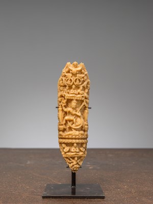 Lot 218 - A BONE CARVING DEPICTING A DANCING DAKINI, TIBET, 16TH CENTURY