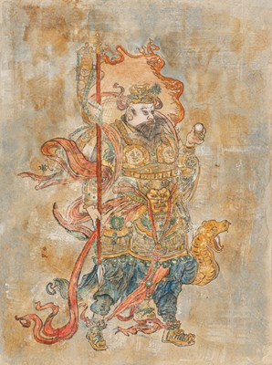 Lot 367 - A BUDDHIST GUARDIAN FIGURE PAINTING, CHINA, IN THE STYLE OF 10TH–12TH CENTURY