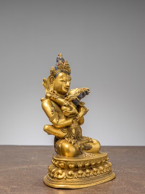 Lot 20 - A SEATED BRONZE GILT STATUE OF SITASAMVARA & CONSORT VAJRAVARAHI IN YAB YUM CHINA 18TH CENTURY