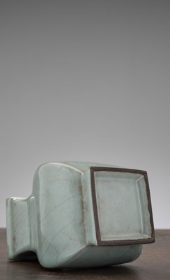 Lot 92 - A CHINESE PALE CELADON-GLAZED SQUARE-SECTION VASE, QING DYNASTY