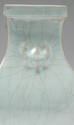 Lot 92 - A CHINESE PALE CELADON-GLAZED SQUARE-SECTION VASE, QING DYNASTY