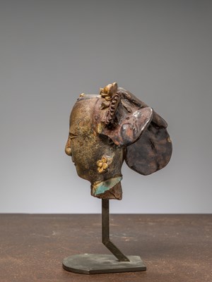 Lot 33 - A GLAZED FEMALE DEITY HEAD, SOUTH-CHINA 18TH CENTURY
