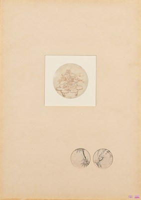Lot 76 - (R) TWO PAGES WITH JAPANESE INK SKETCHES, EDO PERIOD