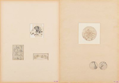 Lot 76 - (R) TWO PAGES WITH JAPANESE INK SKETCHES, EDO PERIOD