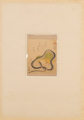 Lot 40 - (R) ALBUM PAGES WITH TWO JAPANESE WORKS ON PAPER, EDO PERIOD