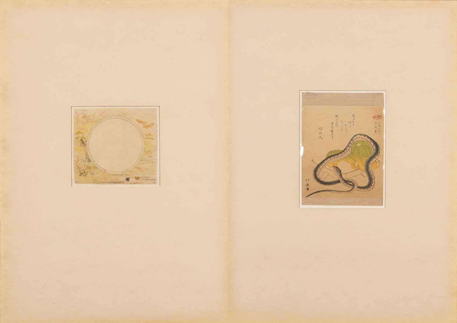Lot 40 - (R) ALBUM PAGES WITH TWO JAPANESE WORKS ON PAPER, EDO PERIOD