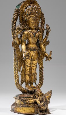 Lot 85 - LARGE STANDING VISHNU ON GARUDA