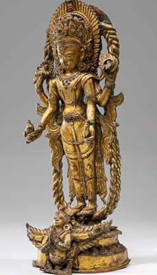 Lot 85 - LARGE STANDING VISHNU ON GARUDA