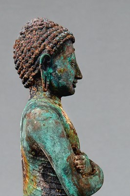 Lot 11 - STANDING BRONZE BUDDHA SRI LANGKA POSSIBLY POLONNARUWA PERIOD 12TH CENTURY