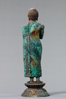 Lot 11 - STANDING BRONZE BUDDHA SRI LANGKA POSSIBLY POLONNARUWA PERIOD 12TH CENTURY