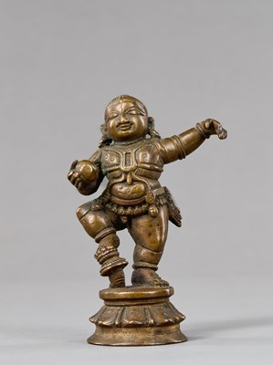 Lot 274 - DANCING KRISHNA BRONZE INDIA 16TH CENTURY