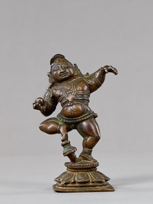 Lot 177 - DANCING BRONZE KRISHNA SOUTH INDIA, VIJAYANAGARA PERIOD, 16TH CENTURY
