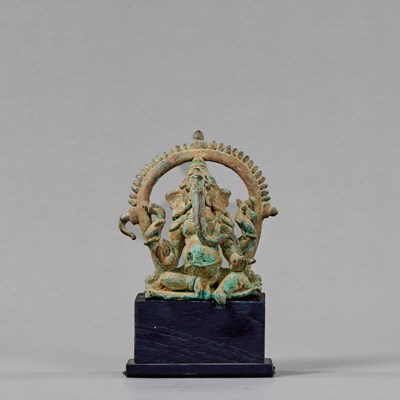 Lot 350 - SEATED BRONZE GANESHA INDIA 16TH CENTURY