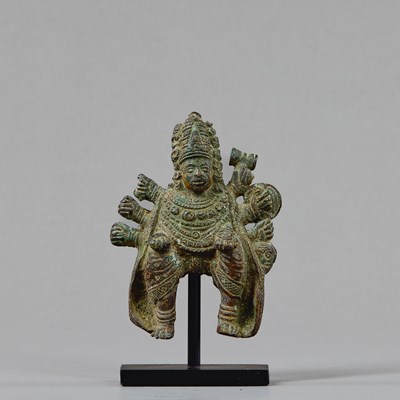 Lot 148 - SEATED BRONZE DURGA INDIA 16TH CENTURY