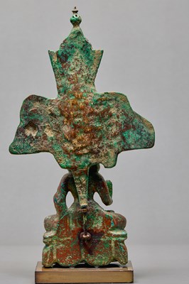 Lot 46 - BRONZE BODHISATTVA SEATED ON A LOTUS THRONE, KASHMIR, 12TH CENTURY