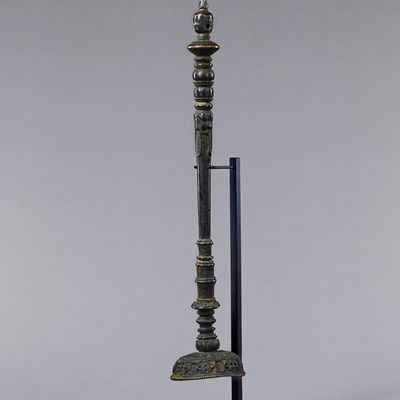Lot 95 - LARGE RITUAL STAFF FRAGMENT BRONZE TIBET 12TH CENTURY