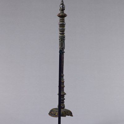 Lot 95 - LARGE RITUAL STAFF FRAGMENT BRONZE TIBET 12TH CENTURY