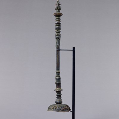 Lot 95 - LARGE RITUAL STAFF FRAGMENT BRONZE TIBET 12TH CENTURY