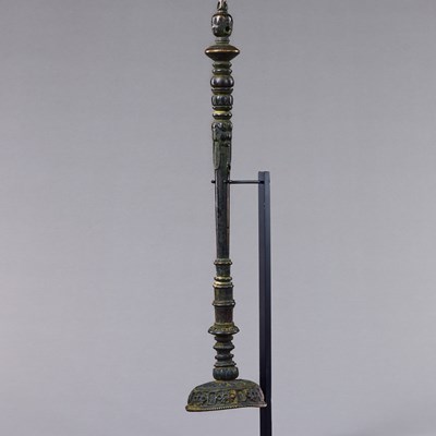 Lot 95 - LARGE RITUAL STAFF FRAGMENT BRONZE TIBET 12TH CENTURY
