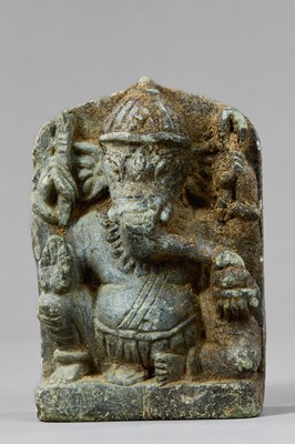 Lot 284 - SEATED STONE GANESHA KASHMIR 12TH CENTURY